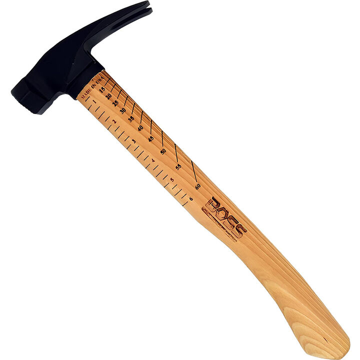 Boss Hammers 18oz Steel Hybrid Hickory Handle Hammer Milled Face