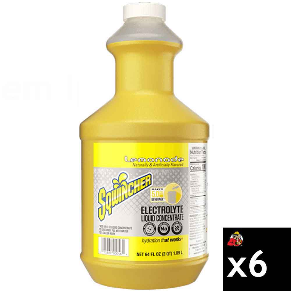 Sqwincher 64 Oz Easy Mix Liquid Concentrate Electrolyte Replenishment Lemonade 6 Pieces, large image number 1