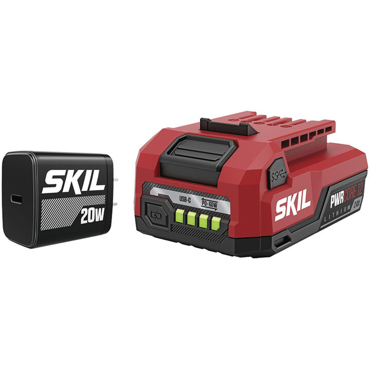 SKIL PWR CORE 12 2 Ah 12V USB-C Battery and Charger Starter Kit