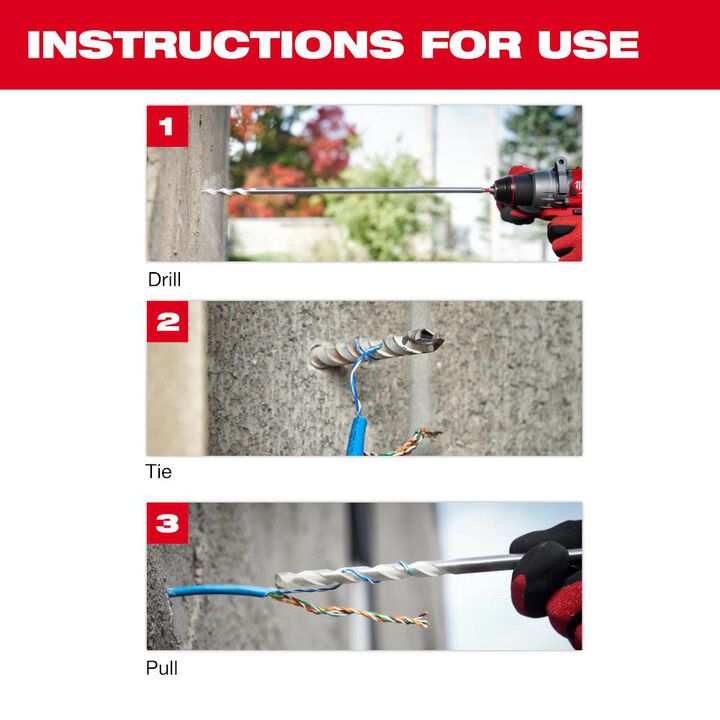 Milwaukee 1/4 Inch x 16 Inches x 18 Inches SHOCKWAVE Carbide Bellhanger Multi-Material Bit, large image number 4