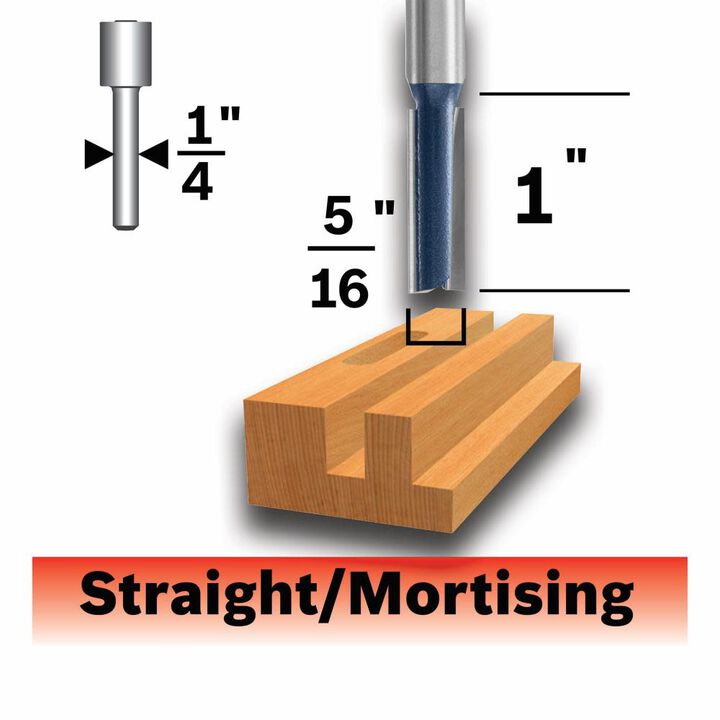 Bosch 5/16in x 1in Carbide Tipped Double Flute Straight Router Bit