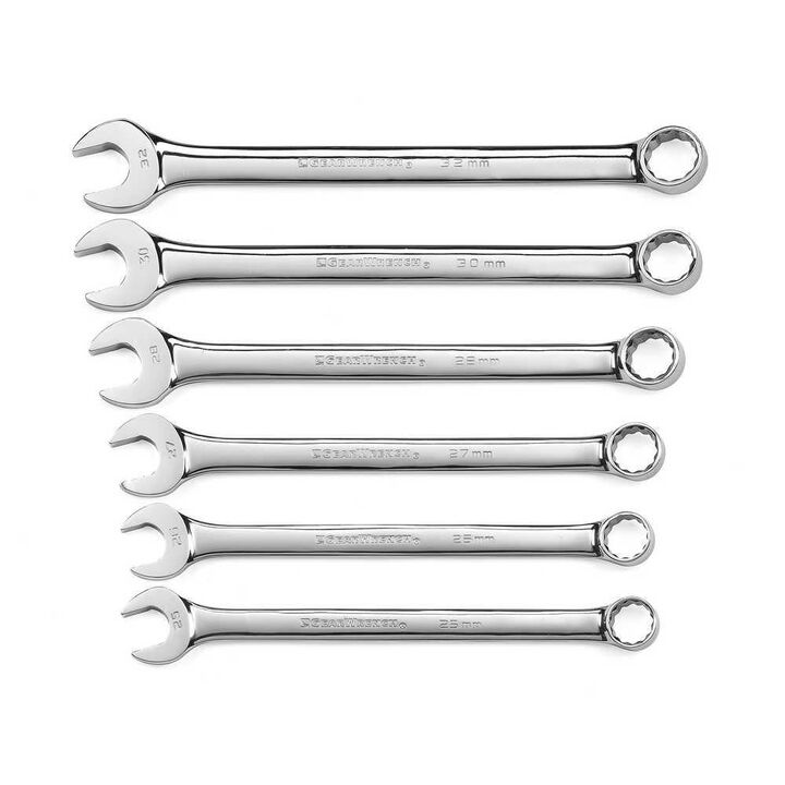 GEARWRENCH 6 Piece 12 Point Long Pattern Combination Wrench Set Metric