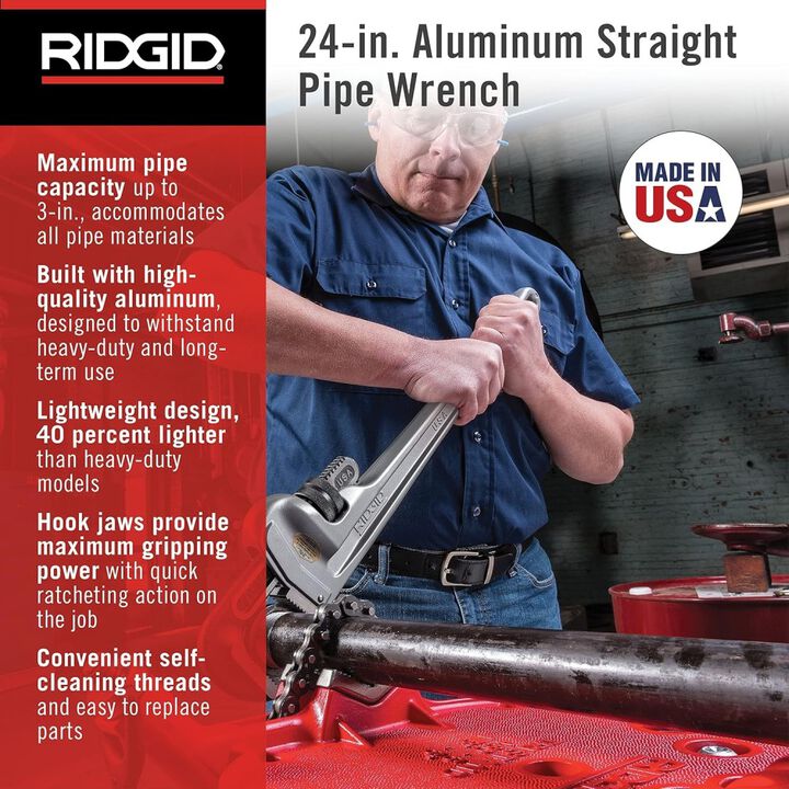 Ridgid 18 Inch and 24 Inch Aluminum Pipe Wrench Bundle, large image number 11