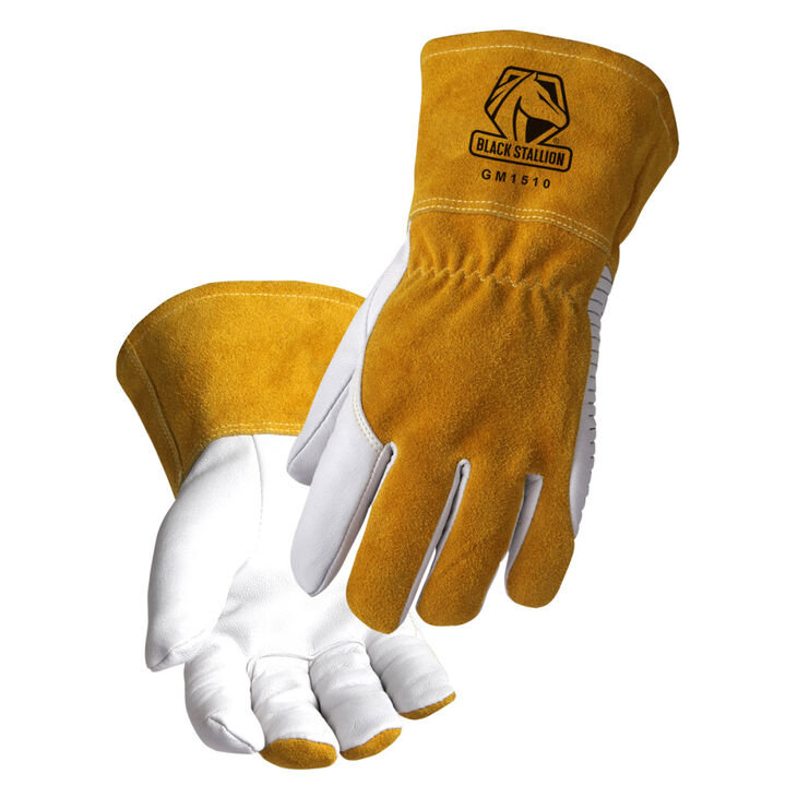 Black Stallion Premium Goatskin MIG Glove with DragPatch White and Tan 2X, large image number 1