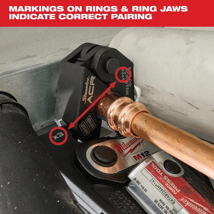 Milwaukee 1/4 Inch - 7/8 Inch Streamline ACR Pivoting Press Ring Kit for M18 FORCE LOGIC Press Tool, large image number 5
