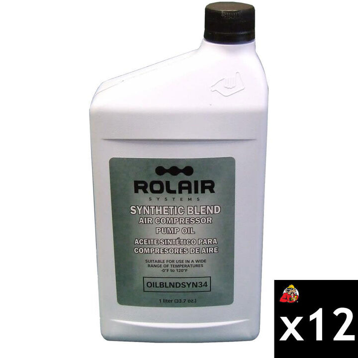 Rolair Synthetic Blend All-Weather 34oz Air Compressor Oil, 12 Pack