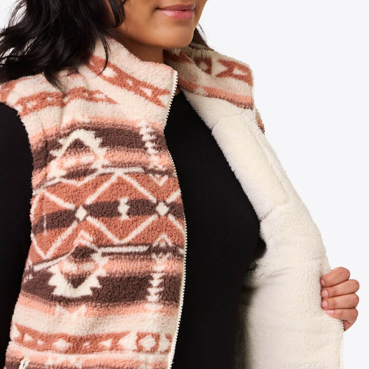 Mobile Warming Upland Sherpa Long Printed Heated Vest Kit 7.4V Womens Clay Aztec Medium, large image number 4