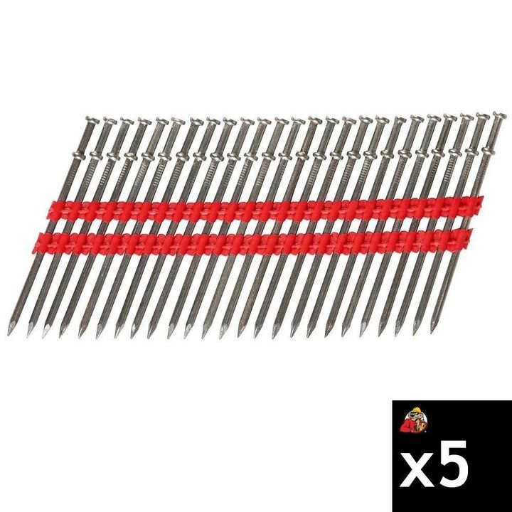 Milwaukee 16D 3 Inch x 0.131 Inch Collated Duplex Nails Bundle, 5 Packs