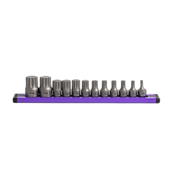 GripEdge Tools 1/4 & 3/8 Drive Triple Square Dual Action Driver Bit Set 12 Pieces