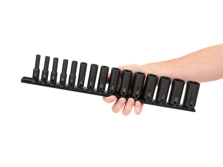 Tekton 3/8 Inch Deep 6 Point Impact Socket Set, 15 Piece (1/4-1 Inch), large image number 2