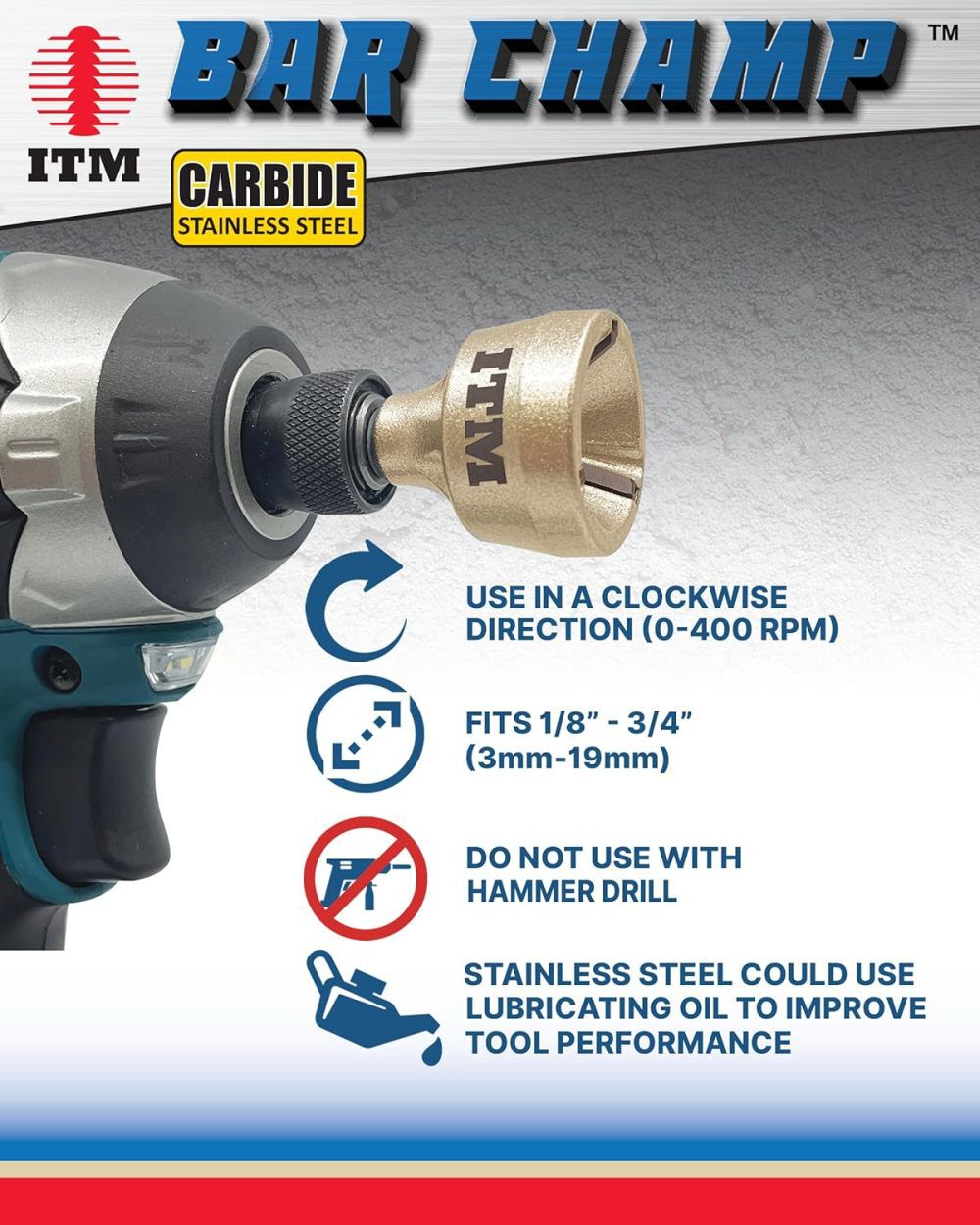 ITM Small 1/8 - 3/4 Inch Carbide Blade Bar Champ Outside Reamer, large image number 6