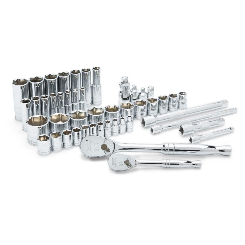GEARWRENCH 1/4in, 3/8in Drive 6 Point SAE Standard & Deep Mechanics Tool Set 47pc, large image number 1