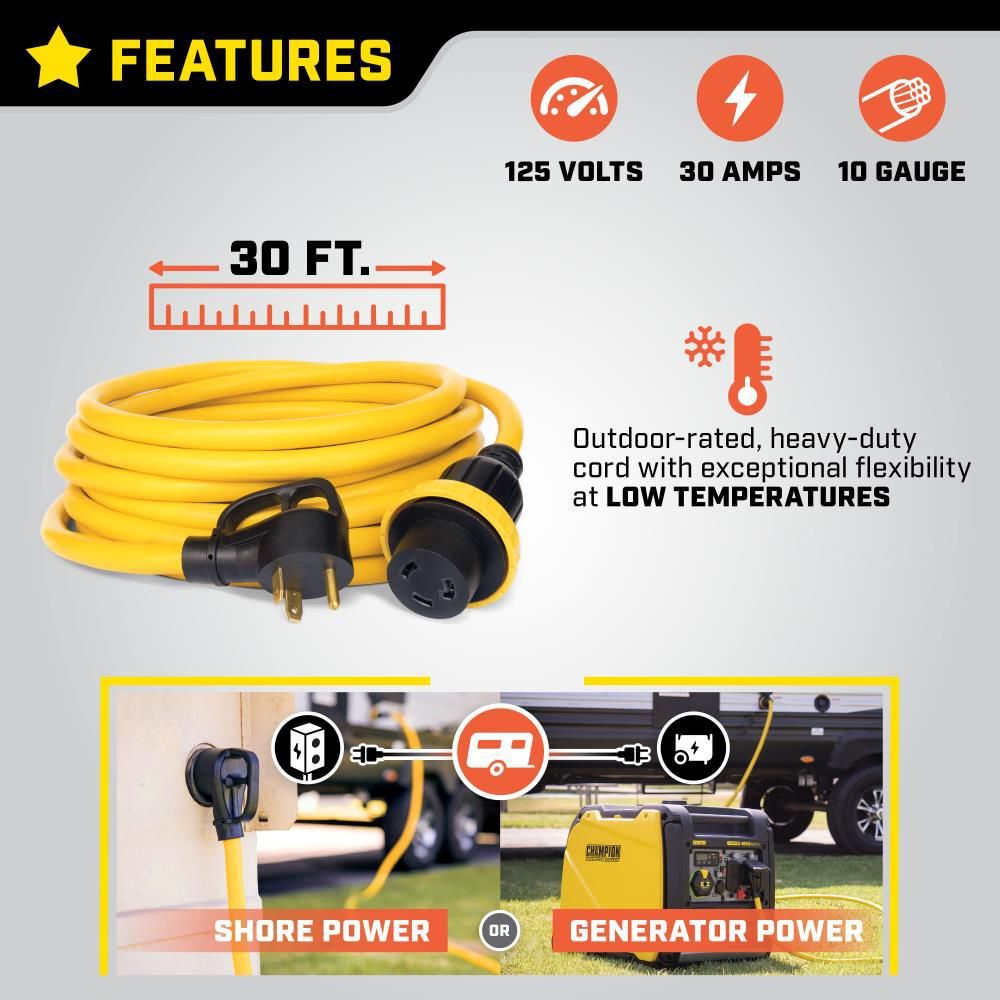 Champion Power Equipment RV Generator Power Cord 30 Amp 30', large image number 12
