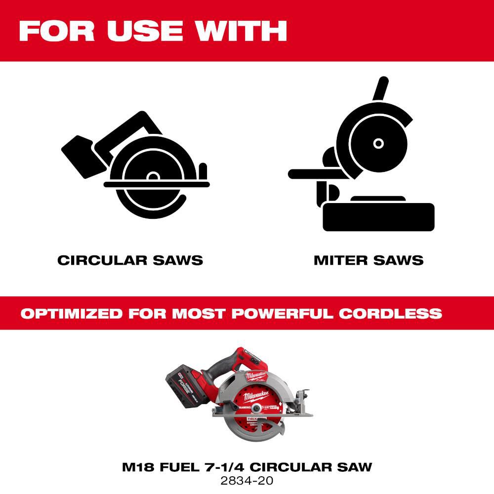 Milwaukee 7-1/4 Inch 24T Thick Kerf Framing Circular Saw Blade Contractor Pack - 25 Pack, large image number 5