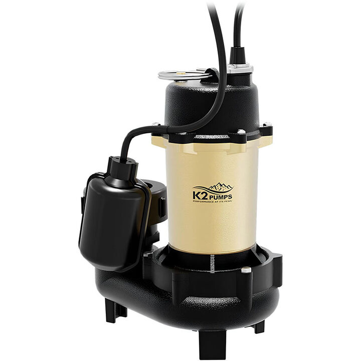 K2 Pumps Effluent Pump 1/2 HP Cast Iron with Piggyback Tethered Switch