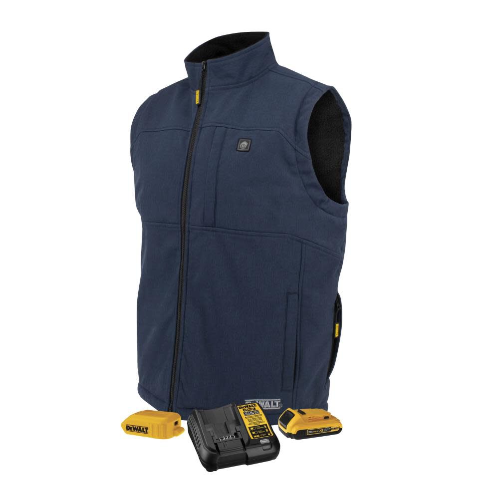 DEWALT Mens Heated Kit Soft Shell Vest with Sherpa Lining Navy 3X, large image number 1