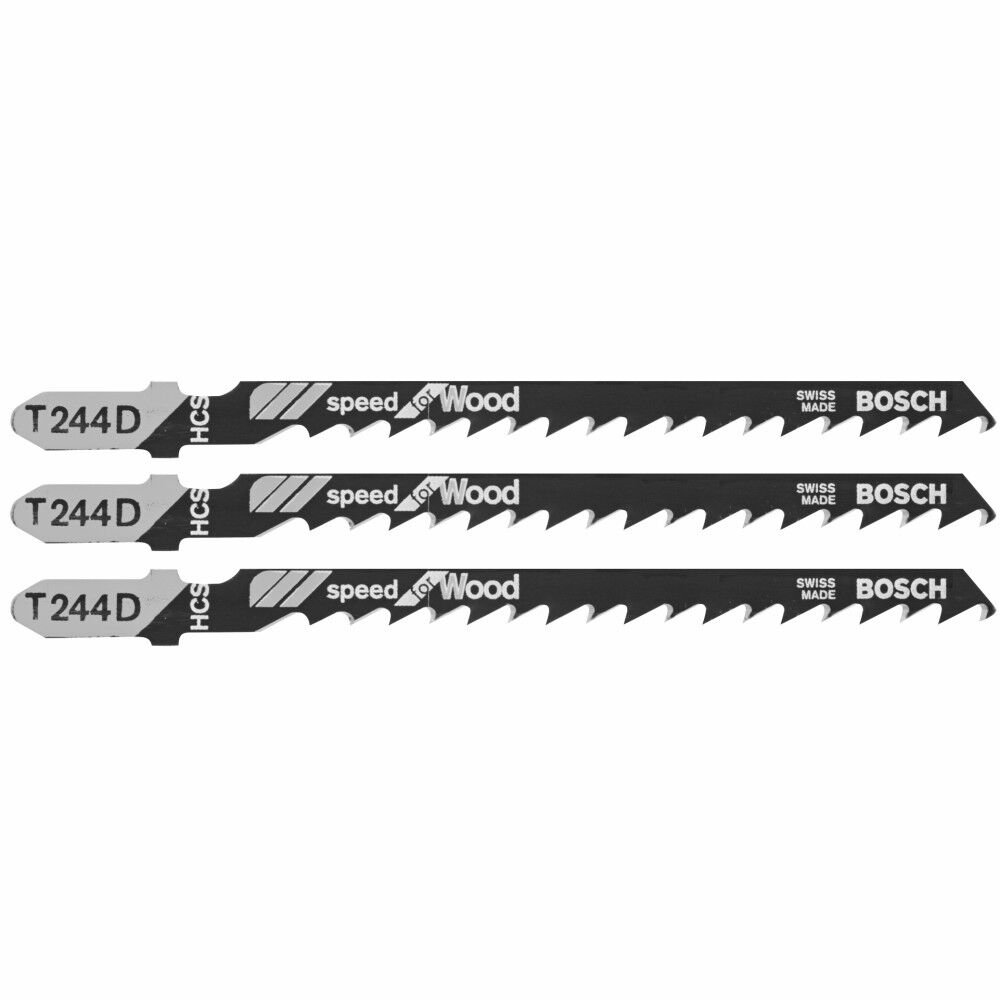 Bosch Jig Saw Blades 3pc 4in6 TPI Speed for Wood T Shank, large image number 1