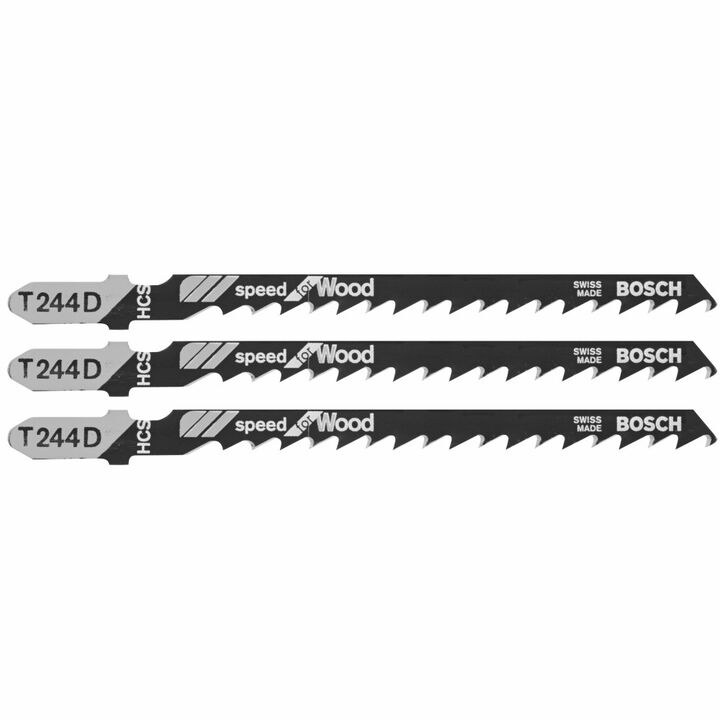 Bosch Jig Saw Blades 3pc 4in6 TPI Speed for Wood T Shank