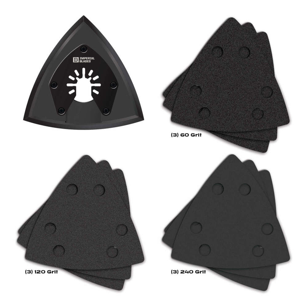 Imperial Blades One Fit 3-1/2in Oscillating Triangle Sanding Pad + Sandpaper Variety Pack 10PC, large image number 5