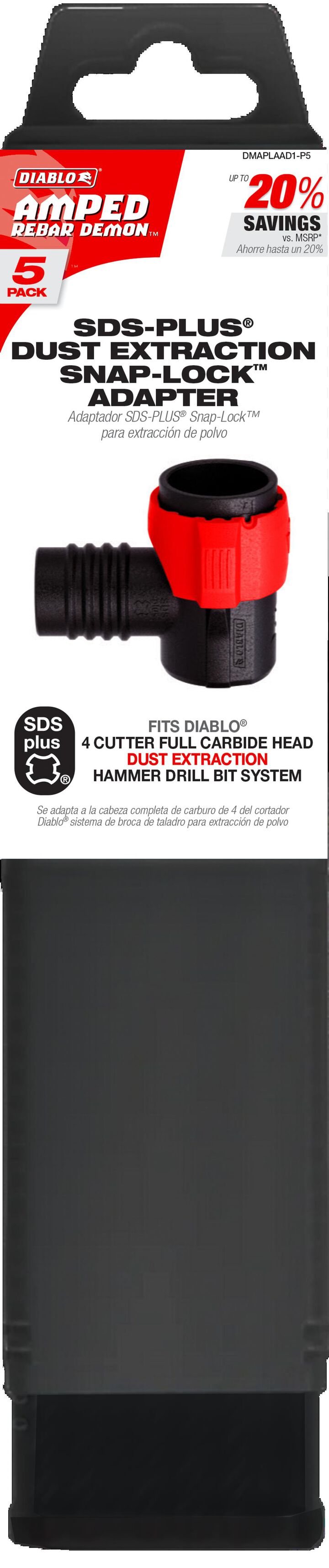 Diablo Tools AMPED Rebar Demon SDS-Plus Snap-Lock Adapter, 5 Pack, large image number 3