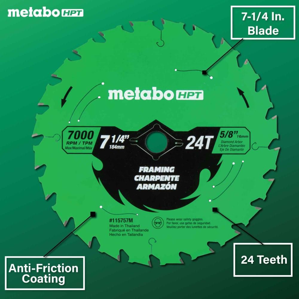 Metabo HPT Framing 7-1/4 Inch 24-Tooth Saw Blade, large image number 5