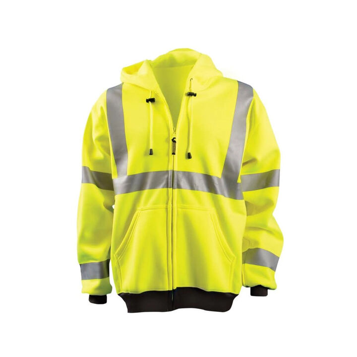 Occunomix Hi-Vis Yellow 9oz Class 3 Full Zip Hoodie Sweatshirt 3X