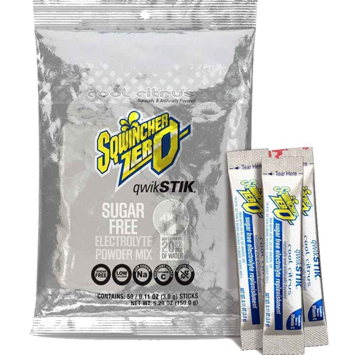 Sqwincher Zero Qwik Stik Electrolytes Replacement Single Serve Cool Citrus Hydration Pack 50 Pieces, large image number 0