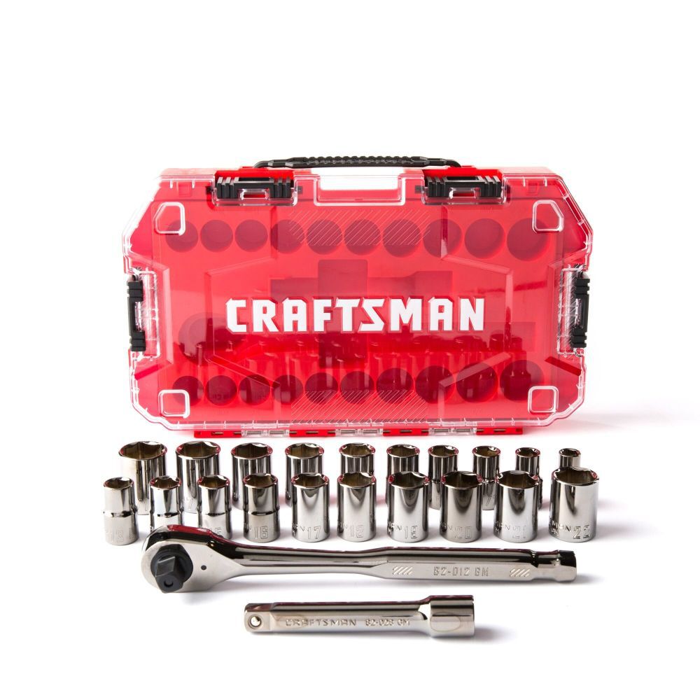 CRAFTSMAN Gunmetal Chrome 1/2-in Drive Mechanics Tool Set, 22pc, large image number 8