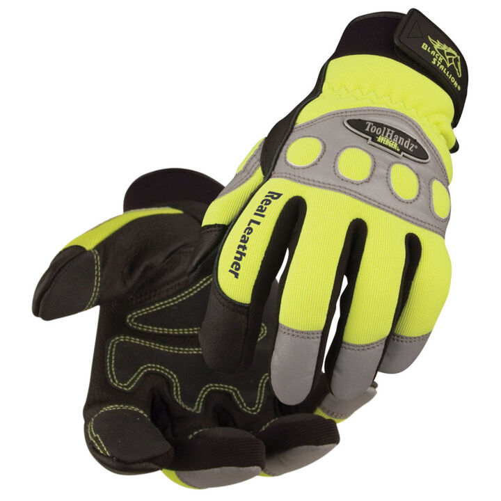 Black Stallion ToolHandz Pigskin Hi-Vis Mechanics Gloves, large image number 0