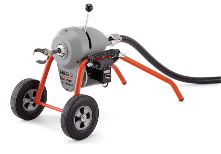 Ridgid K-1500SP-B 120V 60Hz Drain Cleaning Machine with Operator Mitt, Pin Key, Hoses, 10 Sections of C-11 Cable & Cable Carriers