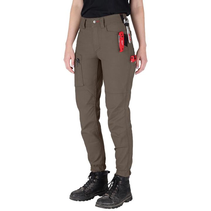 Milwaukee Womens GRIDIRON Double Knee Jogger Pants, Brown 0, large image number 7