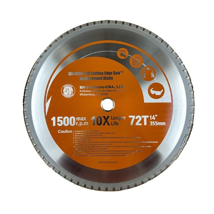 BN Products 14 Inch Steel Cutting Blade, 1 Inch Arbor, 72-Tooth