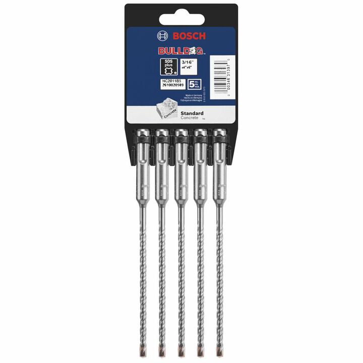 Bosch 3/16 Inch x 6 Inch SDS-plus Bulldog Rotary Hammer Bits 5 Piece, large image number 4