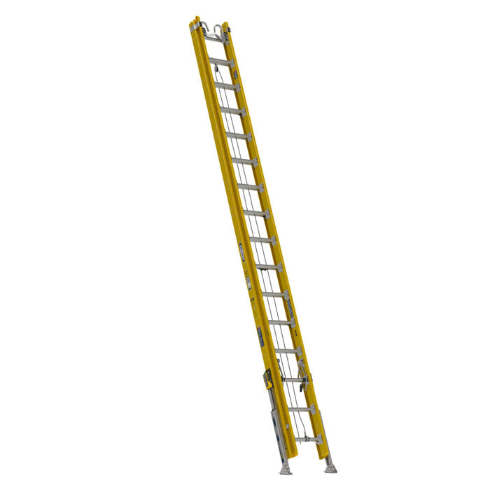 Werner 32 Ft. Type IAA Fiberglass D-Rung Extension Ladder with Cable Hook, V-Rung, and Werner LevelSafe Pro Leveler