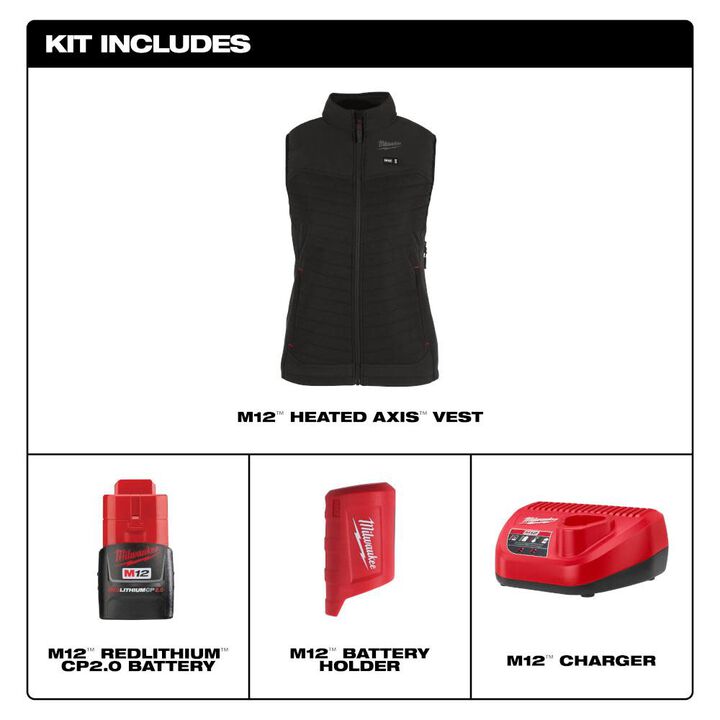Milwaukee M12 Womens Heated AXIS Vest Kit, Black, Small, large image number 3