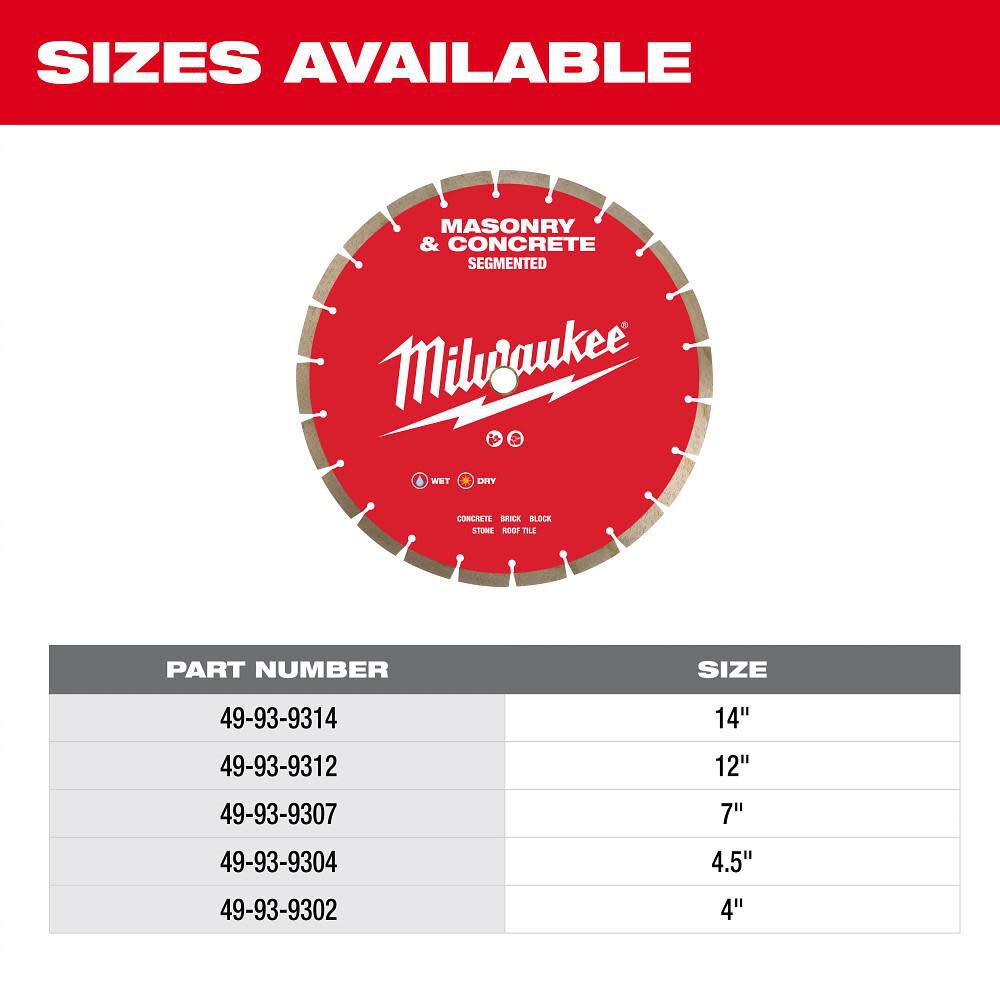 Milwaukee 7 Inch Segmented Rim Diamond Blade for Concrete, Stone, and Brick, large image number 7