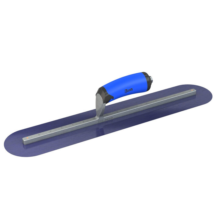 Bon Tool Finish Trowel Round Blue Steel 20 Inch x 4 Inch with Comfort Grip Handle