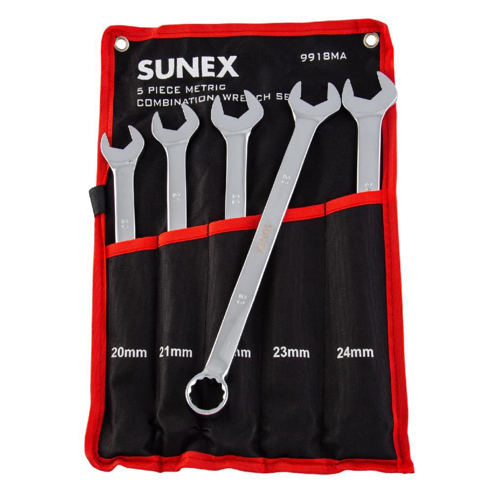 Sunex Metric Full Polish V-Groove Combination Wrench Set 5pc, large image number 1