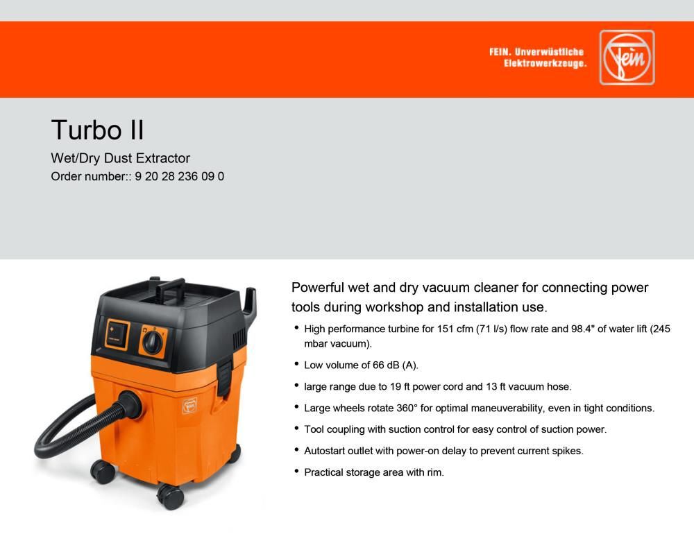 Fein Turbo II 9-20-28 Wet/Dry Vacuum 8.4 Gallon, large image number 2