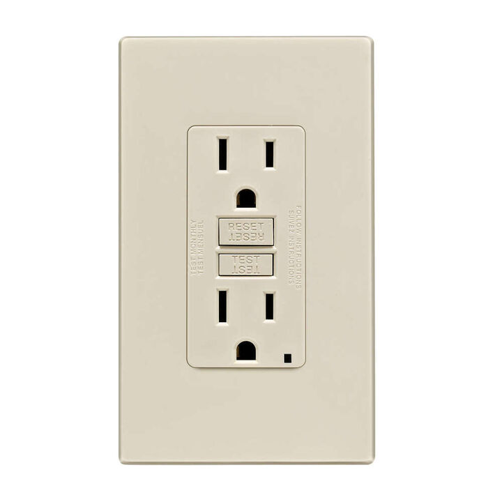 Leviton SmartlockPro GFCI Outlet 15A 125V Duplex Light Almond NEMA, large image number 1