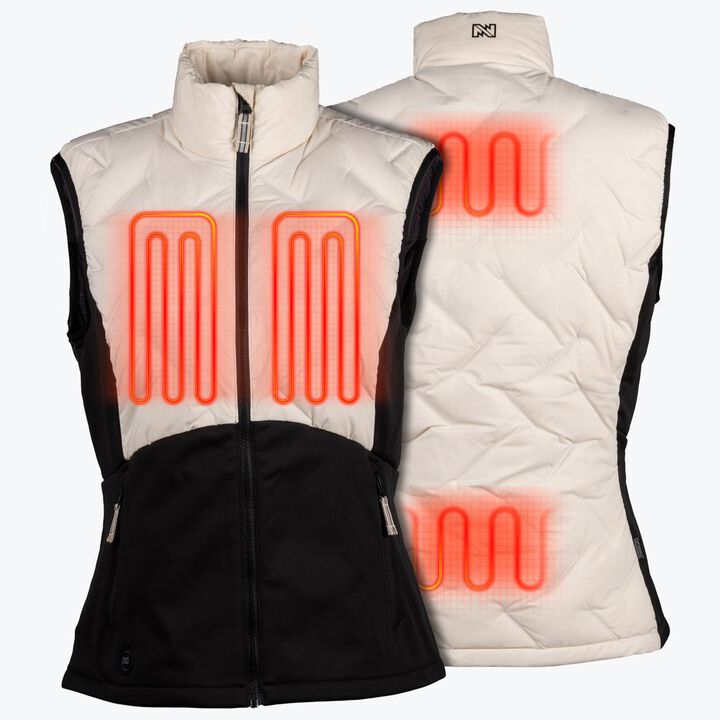 Mobile Warming Womens Aria Hybrid Black and Cream Heated Vest Kit, large image number 1