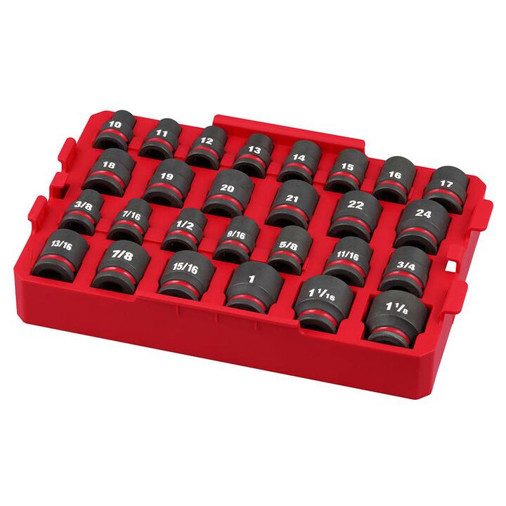 Milwaukee SHOCKWAVE Impact Duty Socket 1/2 Dr 27pc SAE/MM Tray Set