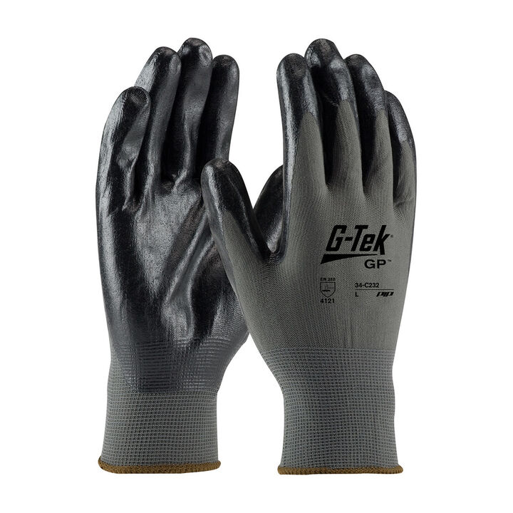 Protective Industrial Products G-Tek GP Gray 13G Nylon Shell Econ Grade Black Nitrile Foam Grip XL 12 Pairs