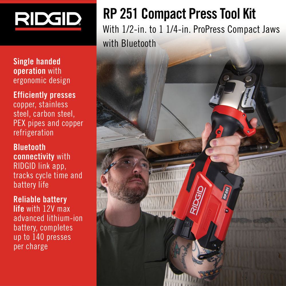Ridgid RP 251 Press Tool Battery Kit with ProPress Jaws (1/2 Inch-1 1/4 Inch), large image number 2