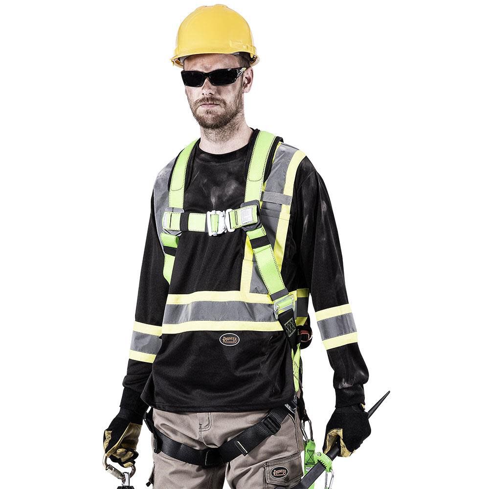 Peakworks Full Body Padded Safety Harness with 5-Point Adjustment Back Support, Back D-Ring, Buckles Hi-Vis Green/Black Universal, large image number 4