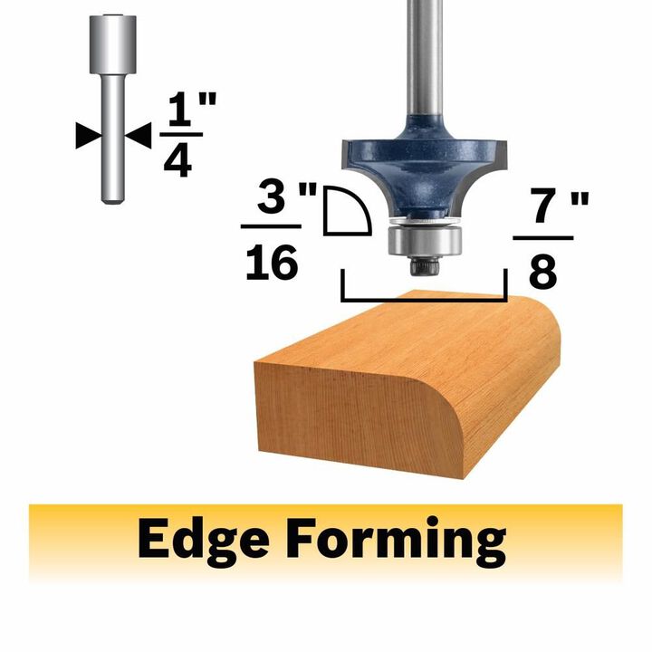 Bosch 3/16in x 1/2in Carbide Tipped Roundover Router Bit