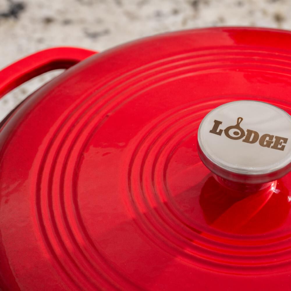 Lodge Cast Iron 7.5 Qt 11.5 Inch Red Essential Enamel Cast Iron Dutch Oven, large image number 3