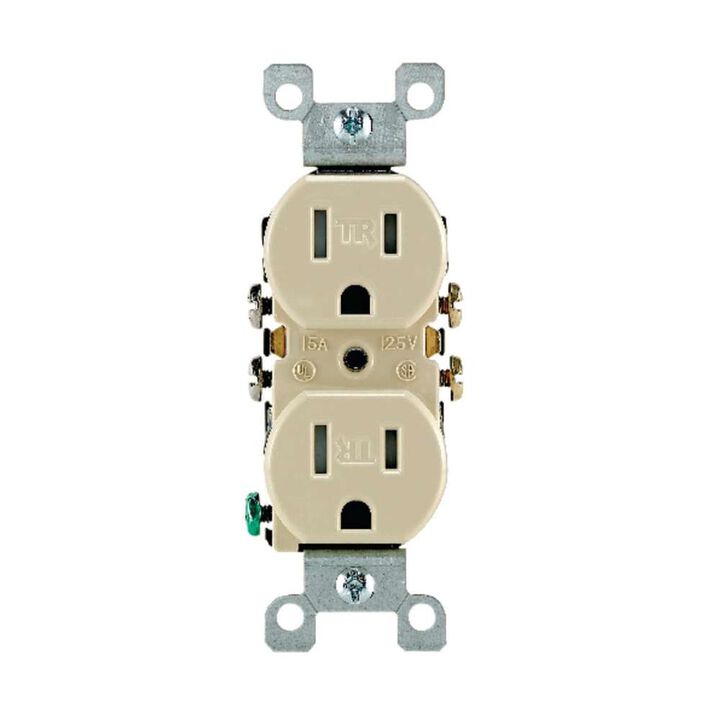 Leviton 15A 125V Ivory 2 Pole Grounded Duplex Outlet Receptacle