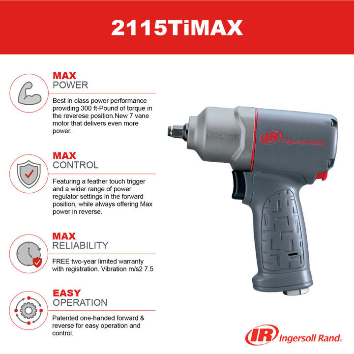 Ingersoll Rand 3/8 Inch Square Impactool Air Pistol, 300 Ft-Lbs Max Torque, large image number 6