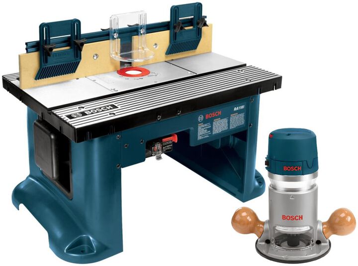 Bosch 2.25 HP Electronic Fixed Base Router & Benchtop Router Table Bundle